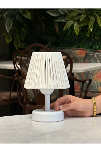 Maison Avf Deri Beyaz Kablosuz Masa Lambası Beyaz Ayaklı Abajur Aydınlatma