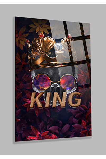 TAULART Γυάλινος πίνακας King Skull Unbreakable Glass, Δώρο για το σπίτι και ...