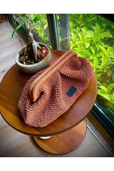 Nuggita Brick Color Handmade Women's Bag - Burs Detailed