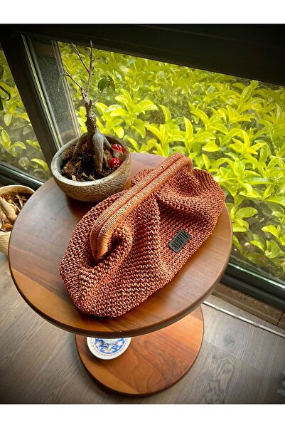 Nuggita Brick Color Handmade Women's Bag - Burs Detailed