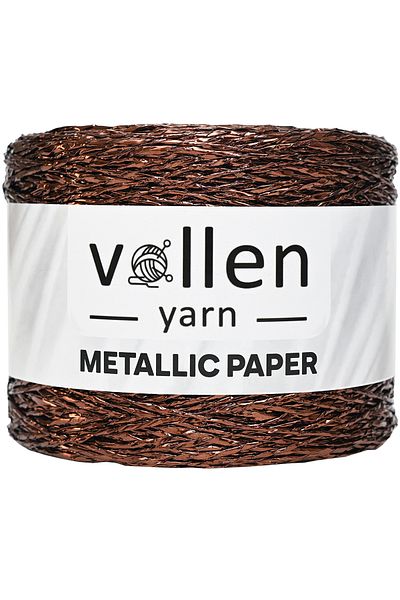 vollen yarn Premium μεταλλικό σχοινί από χαρτί, γυαλιστερό σχοινί τσάντας, 250 gr, πολυεστερικό σχοινί, μεταλλικό στριφτό σχοινί, σχοινί supla, καφέ