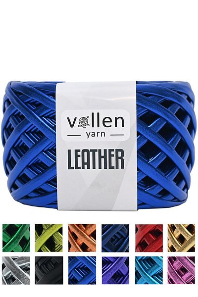 vollen yarn Premium Δερμάτινο Σχοινί Μεταλλικό Σχοινί Τσάντα Σχοινί, γυαλιστερό χτενισμένο βαμβακερό σχοινί. 120 γραμμάρια, μπλε σαξ