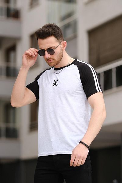 Oksit Ανδρικό μπλουζάκι Linus Slim Fit Lycra Shoulder Stripe
