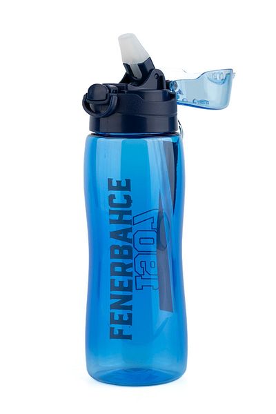 Fenerbahçe Licensed School Water Bottle with Fb Logo - Student Water Bottle with Straw, Button and Protective Lid