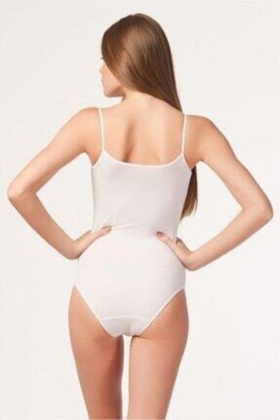 Tutku Body cu snap din Lycra cu bretele albe pentru femei