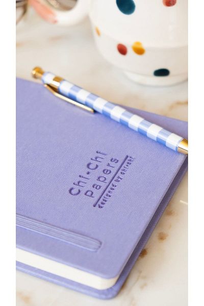 Chi-Chi Papers Lined Leather Notebook - Abbey Lilac, Faux Leather Covered Notebook, Undated Agenda, Memory Book