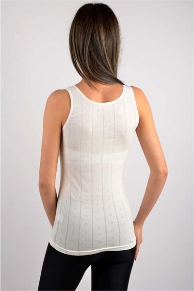 Tutku Women's White Jacquard Wide Strap Undershirt 6 Pieces