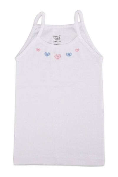 Tutku Kız Çocuk Beyaz Ip Askılı Işlemeli Atlet 6'lı