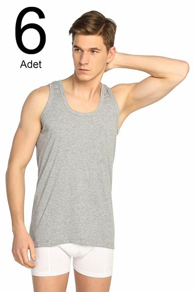 Tutku Ανδρικό γκρι 6 Pack Rib Classic Tank Top Elt0102