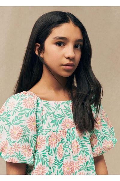 MANGO Kids Wzorzysta bawełniana sukienka