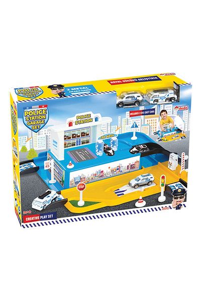 Doğan Oyuncak Dünyası مجموعة جراج مركز الشرطة - مجموعة موقف السيارات - مجموعة السيارة - مجموعة Hotwheels - المحطة