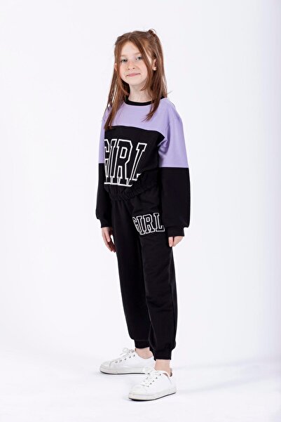 zepkids Bisiklet Yaka Uzun Kol Lila Renk Kız Çocuk Esofman Takım