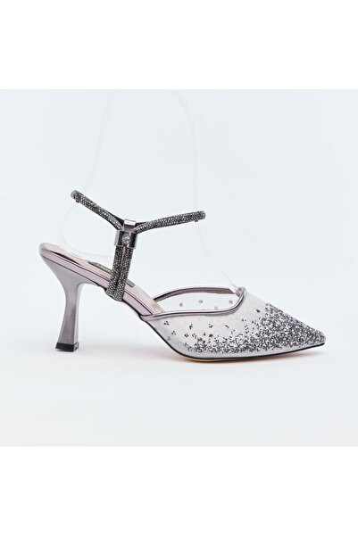 derinet Taş Aksesuarlı Fileli Kadın Abiye Ayakkabı