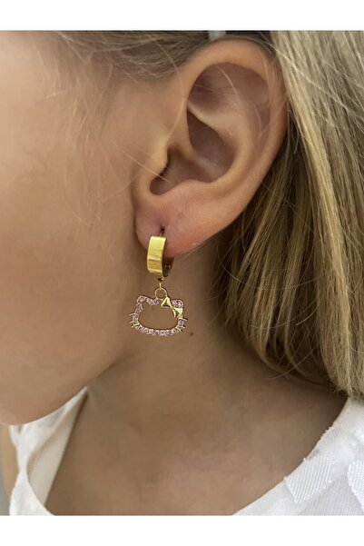 1PARÇAMAVİ Hello Kitty Çelik çocuk küpesi - delik kulaklar için