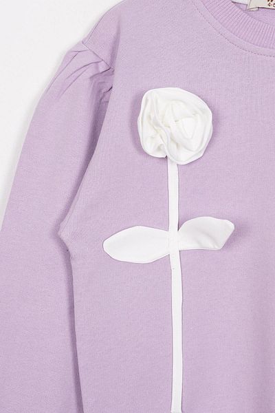 zepkids Set de trening pentru fete de culoare liliac - Detaliu trandafir și picior elastic
