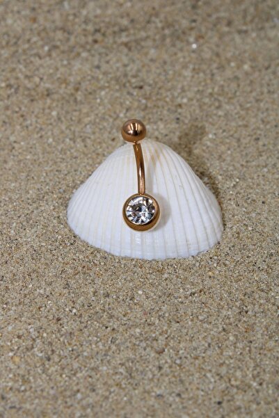 NOBLE GETTO Piercing Göbek Piercing Cerrahi Çelik Zirkon Taşlı Rose Renk Tek ...
