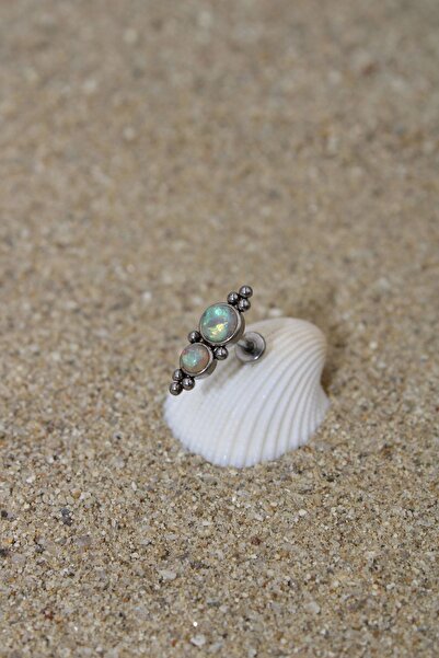 NOBLE GETTO Piercing Cerrahi Çelik Piercing Opal Taşlı Kıkırdak Tragus Conch ...