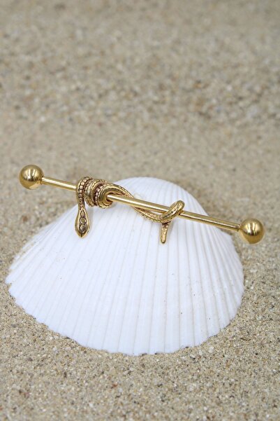 NOBLE GETTO Piercing Köprü Piercing Cerrahi Çelik Gold Renk Yılan Industrial ...