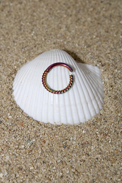 NOBLE GETTO Piercing Cerrahi Çelik Piercing Burma Klipsli Kıkırdak Septum Tragus Conch Helix Gökkuşağı Renk