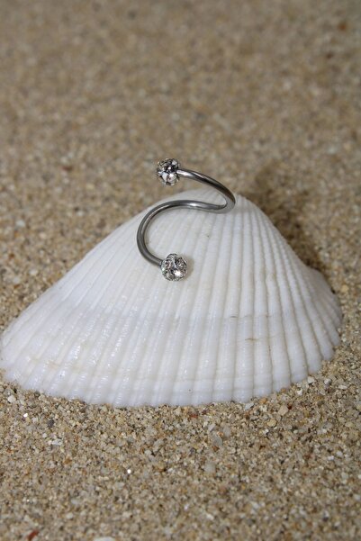 NOBLE GETTO Piercing Şambala Piercing Cerrahi Çelik Zirkon Taşlı Kıkırdak Tragus Conch Helix Spiral Silver Renk