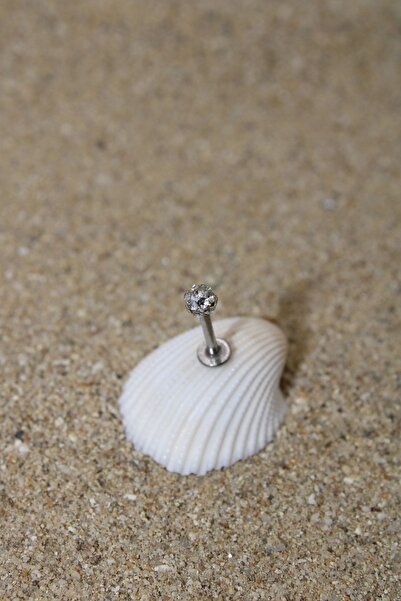 NOBLE GETTO Piercing Şambala Piercing Cerrahi Çelik Zirkon Taşlı Kıkırdak Tragus Conch Helix Silver Renk Labret