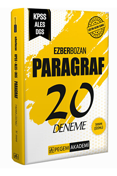 Pegem Akademi Yayıncılık Kpss Ales Dgs Ezberbozan Paragraf 20 Deneme