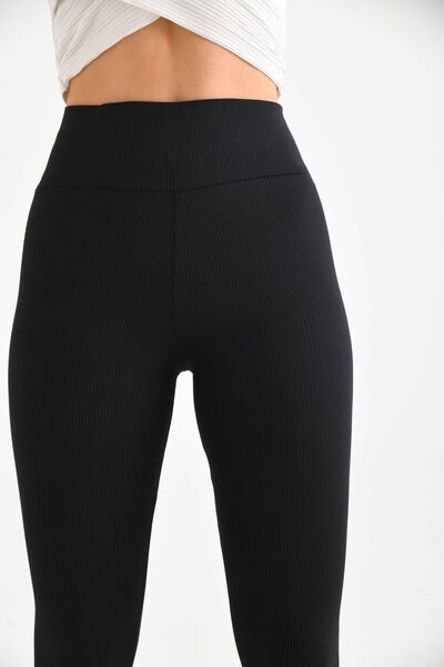 HİS WOMAN Black Women's Ribbed Tights