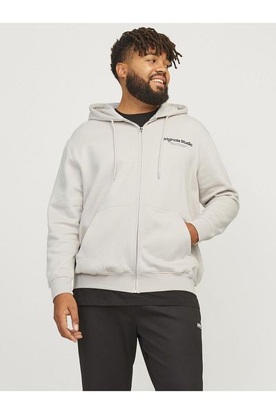 Jack & Jones Plus Kapuzenpullover mit Reißverschluss Große Größen Bedruckter Kapuzenpullover mit Reißverschluss