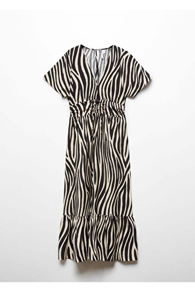 MANGO Woman Desenli cut-out detaylı elbise