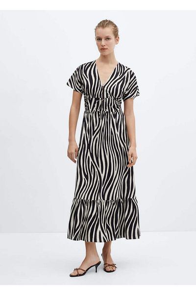 MANGO Woman Patterned cut-out detailed dress