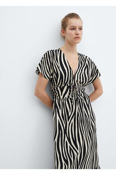 MANGO Woman Patterned cut-out detailed dress