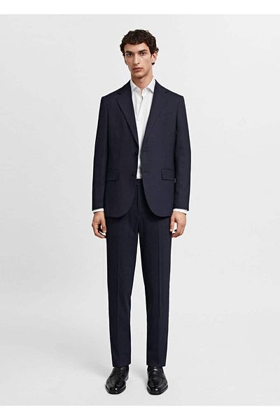 MANGO Man Slim Fit Micro Patterned Twill Shirt