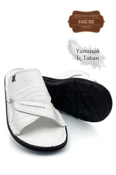 Moda Anna Men's Slippers - Genuine Leather, 3D White, Lightweight Design