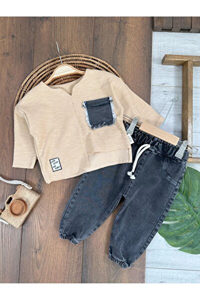 Bolly Baby Cep Detaylı Likralı Kot Pantolon Erkek Bebek-Çocuk Takım