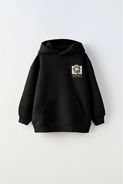 The Champ Clothing Intense Feelings Printed - Hooded Black Unisex Παιδική φούτερ με κουκούλα