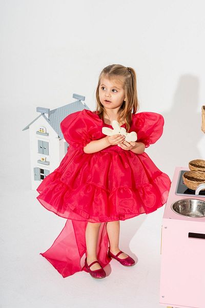 Linola Baby Kids Fuchsia Chiffon Girl's Party Dress - Puffy