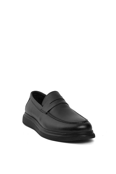Ayakkabı Fuarı Elit 24YNbl1041C - Ανδρικά μαύρα παπούτσια casual από γνήσιο δέρμα