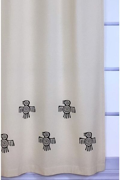 pamukidea Pagan Bird Printed 100% βαμβακερή λινή κουρτίνα - Κουζίνα και σαλόνι Slap Stone Sunshade