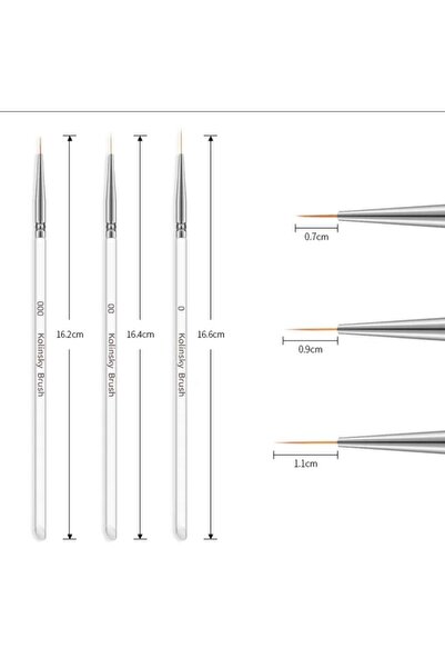 Marka 3'lu set firçasi nail art firçasi