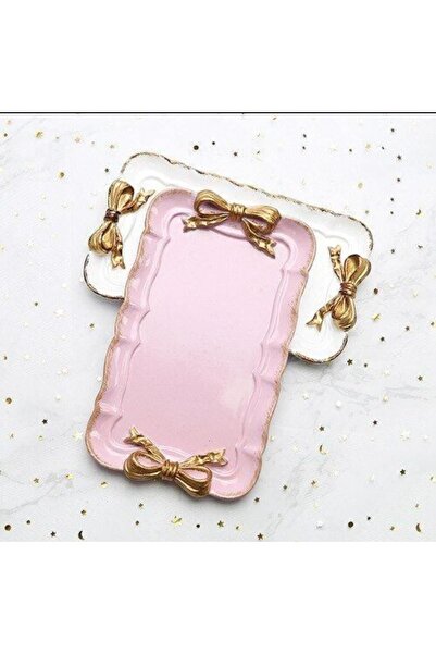 Roses FİYONK DETAYLI DEKORATİF TEPSİ (SUNUM TEPSİ, STAND BOYALI VE CİLALI)