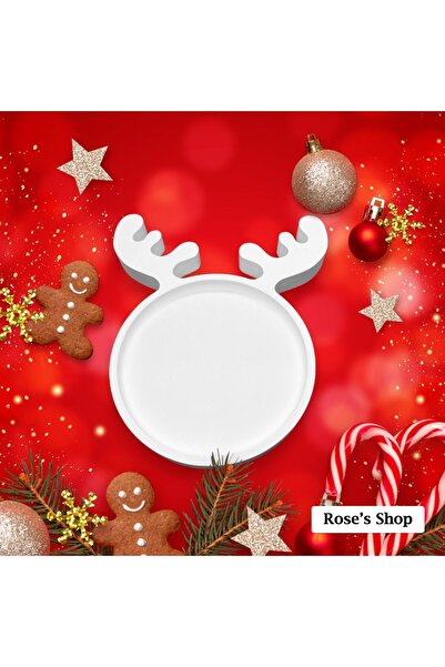 Roses Yılbaşı Temalı Geyik Desenli Sunum Tabak