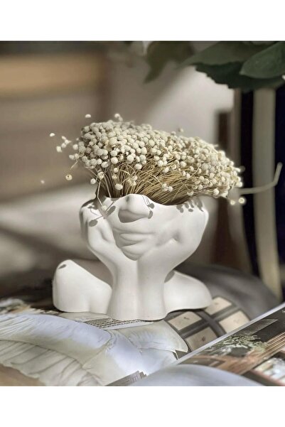 Roses Vasă de prezentare din beton - Vasă cu jumătate de față și albastru cob...