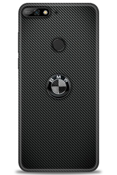 Huawei Y7 2018 Kılıf HD Baskılı Kılıf - Bmw Siyah + Tam Ekran Koruyucu