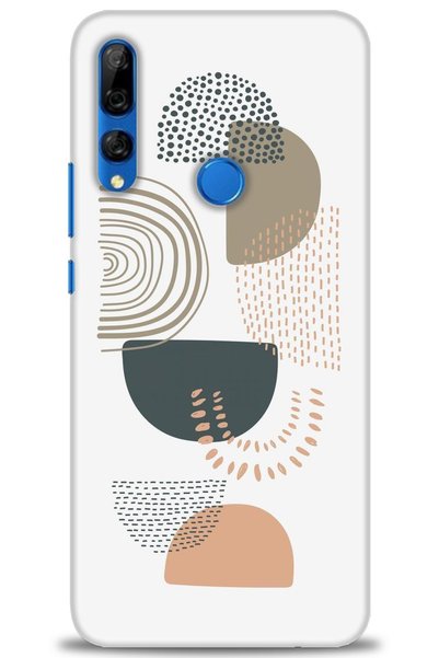 MRCİLETİSİM Huawei Y9 Prime 2019 Case Hd Printed Case - Orange Semicircle- Mrc