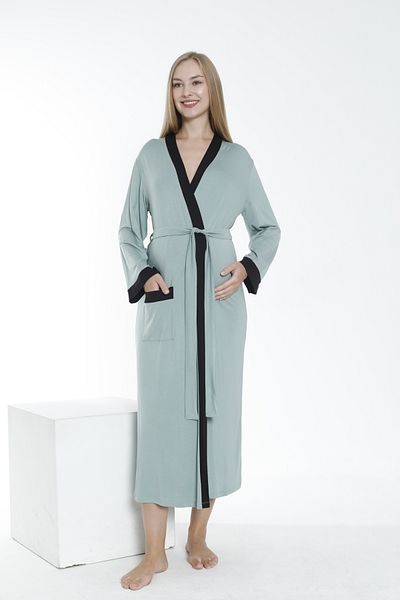 Miss Dünya Lissa Long Morning Gowns - Pregnant and Maternity Striped