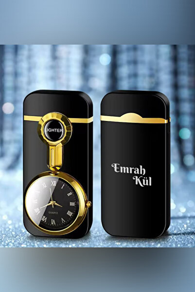 İŞTE BU Kişiye Özel İsimli  Metal Rüzgar Geçirmez Saatli Gazlı Tasarım Çakmak