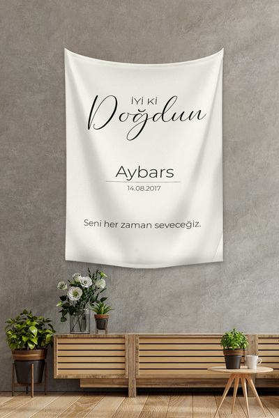 Vagonik Kişiye Özel Doğum Günü Happy Birthday Duvar Örtüsü Duvar Halısı Birin...