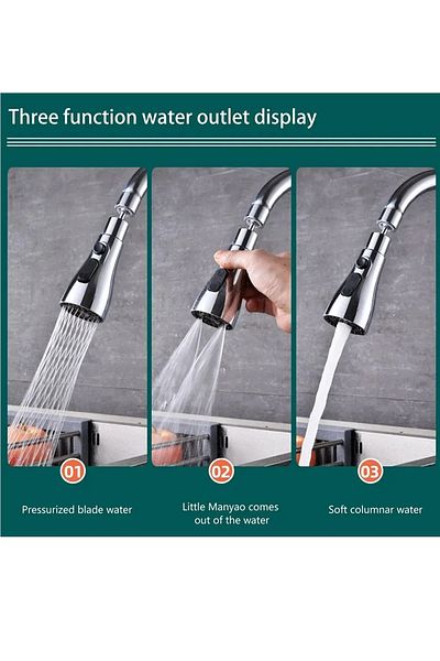 İndirimKap Chrome 3 - 360 Degree Rotating Faucet Sink, Functional Economical Kitchen Head