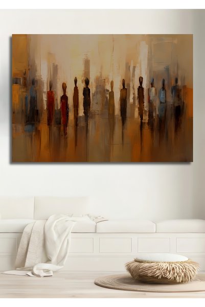 Teona Ahşap Dekoratif Ahşap Tablo Modern Sanat Soyut Çizim İnsan Silüetleri D...