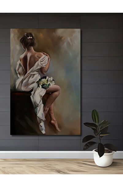 Teona Ahşap Dekoratif Ahşap Tablo Sırt Dekolteli Kadın Duvar